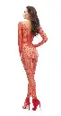 B700 open crotch bodystocking raspberry red missO.